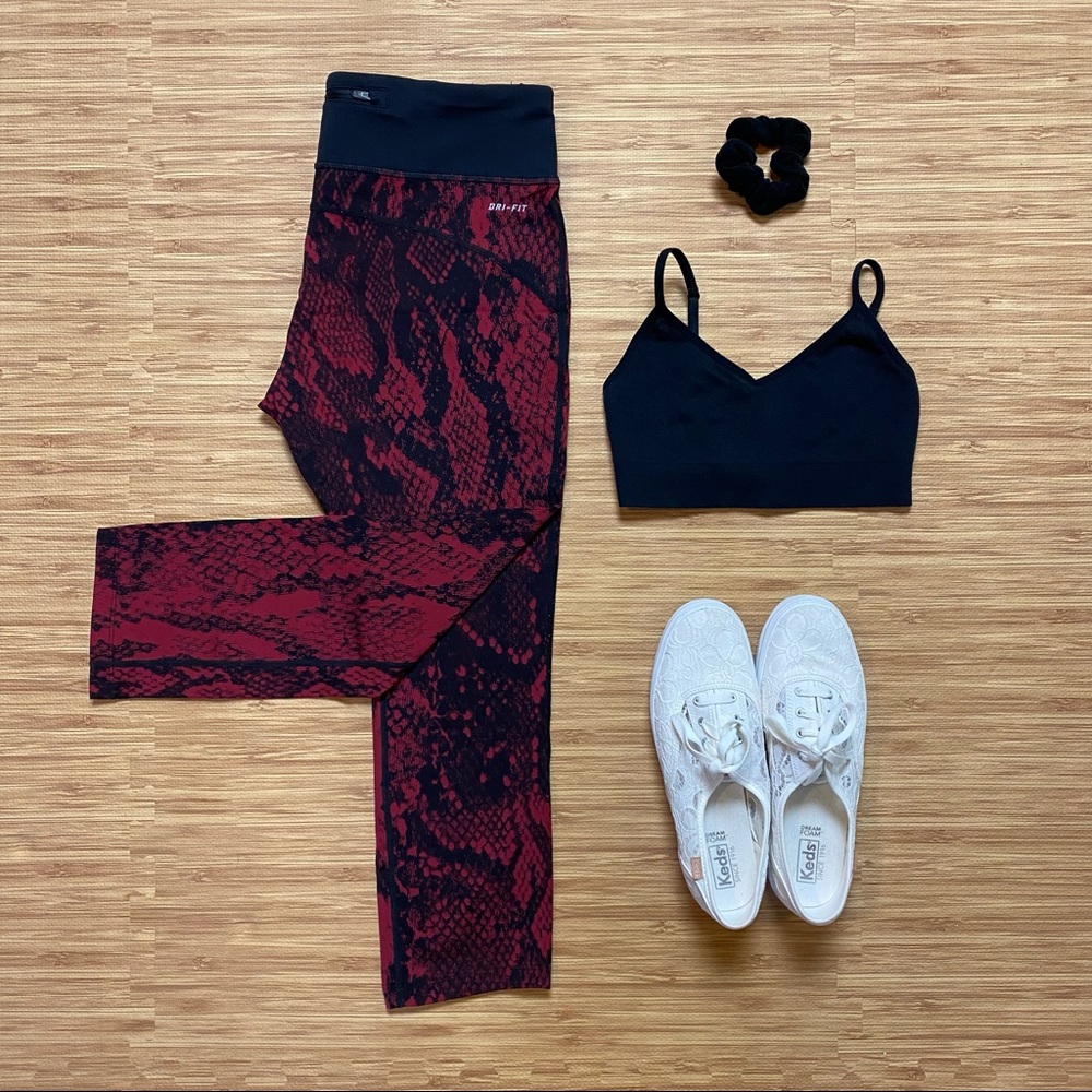 Red Nike Dry-Fit Capri Leggings